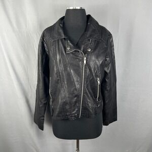 Arizona Jean Co Motorcycle Jacket Womens XL Black Lined Racing Asymmetrical Zip